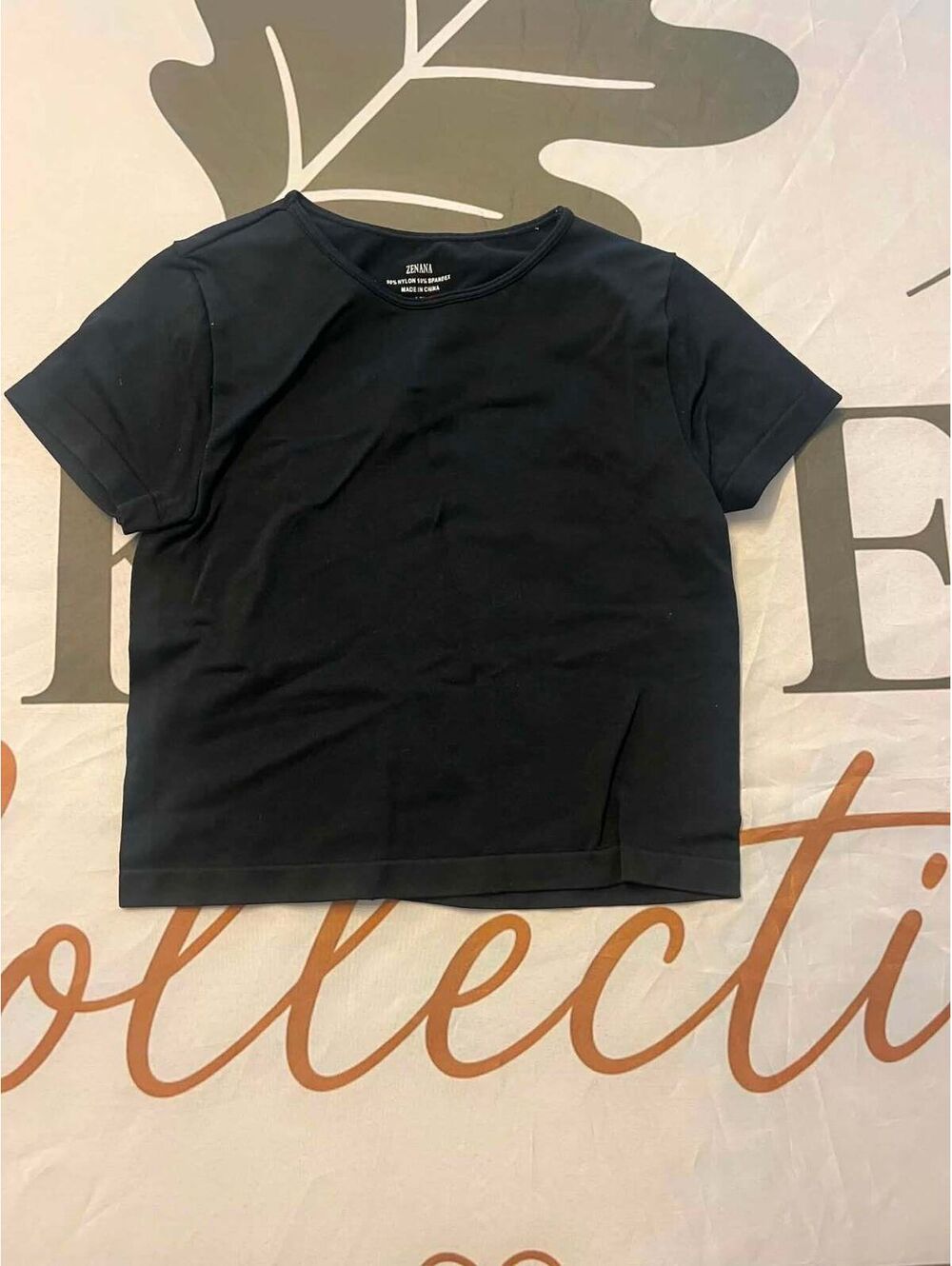 Zenana Black Short Sleeve Nylon Spandex T-Shirt L/XL